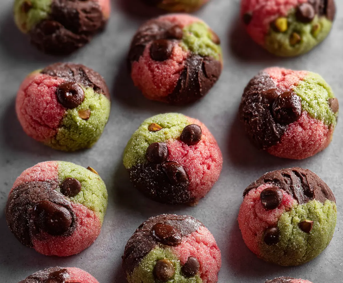 Spumoni Cookies (Cherry, Pistachio, Chocolate)