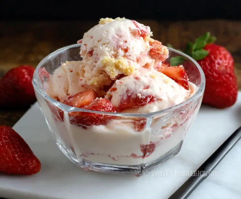 Creamy strawberry cottage cheese ice cream served in a bowl, highlighting a high-protein, low-carb dessert.