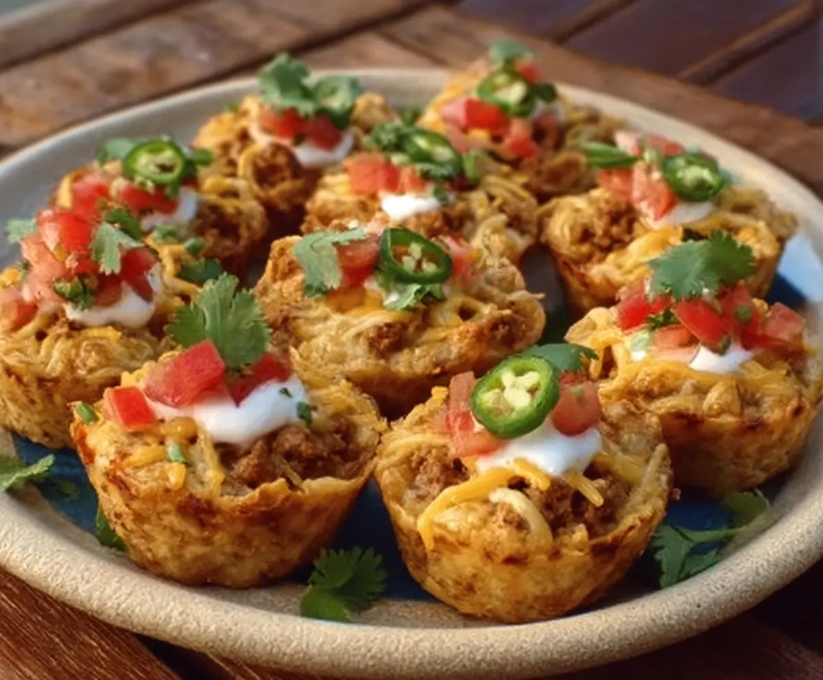 Delicious Taco Ranch Bites on a plate with fresh ingredients and garnish