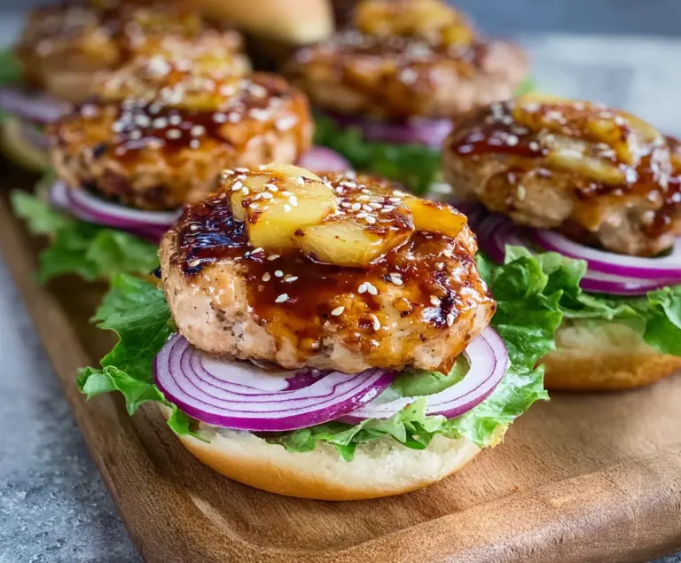 Juicy Teriyaki Chicken Burgers topped with fresh lettuce and sesame seeds on a bun
