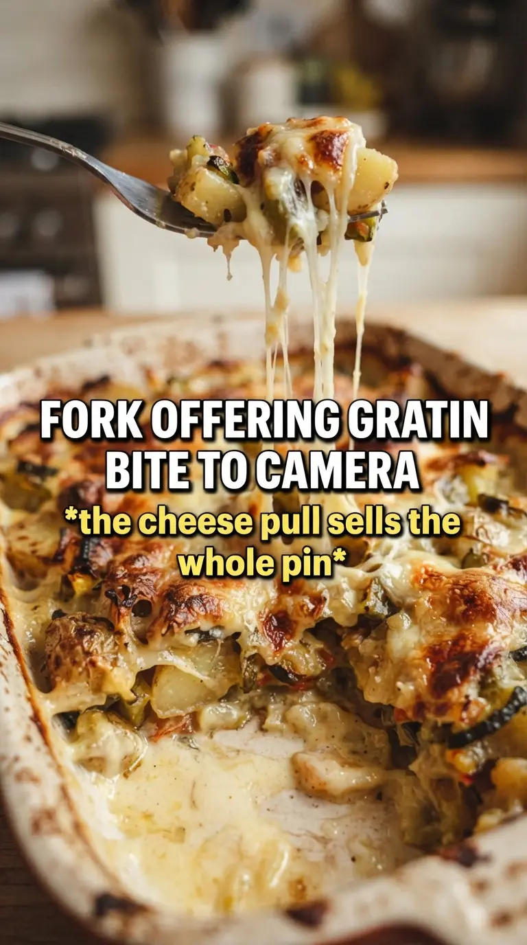 Cheesy Root Vegetable Gratin with golden crust, layered roots