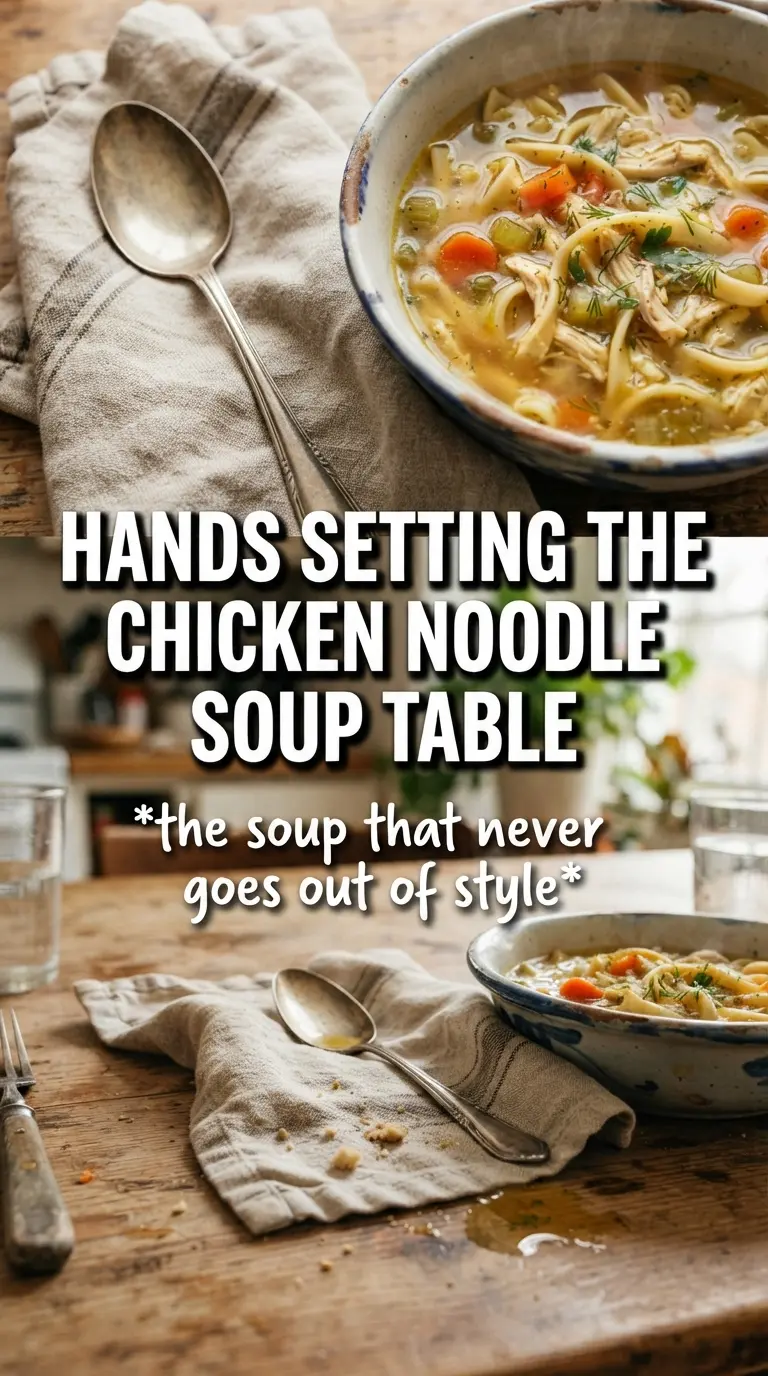 Chicken noodle soup golden broth tender noodles