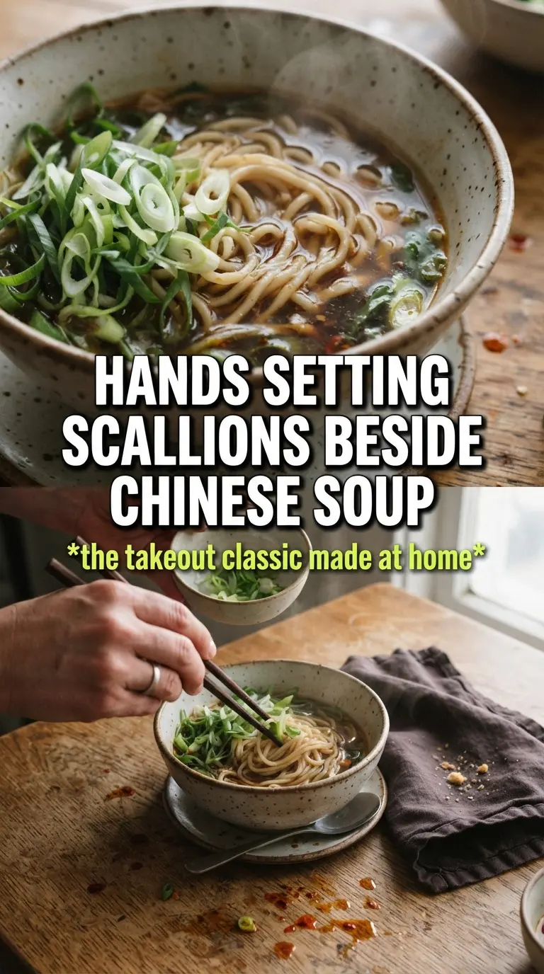 Chinese chicken noodle soup clear broth, tender noodles, fresh vegetables