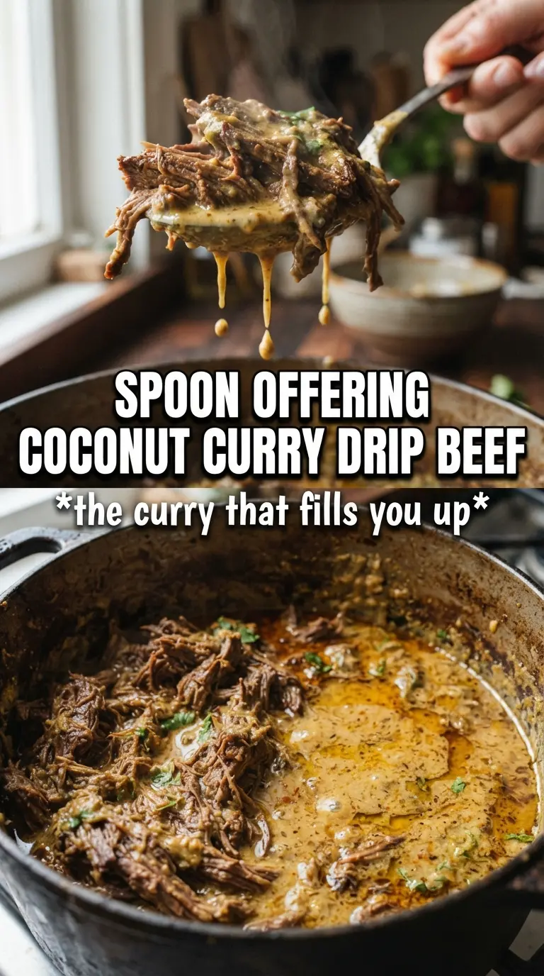 Coconut Red Curry Drip Beef, saucy tender crockpot beef