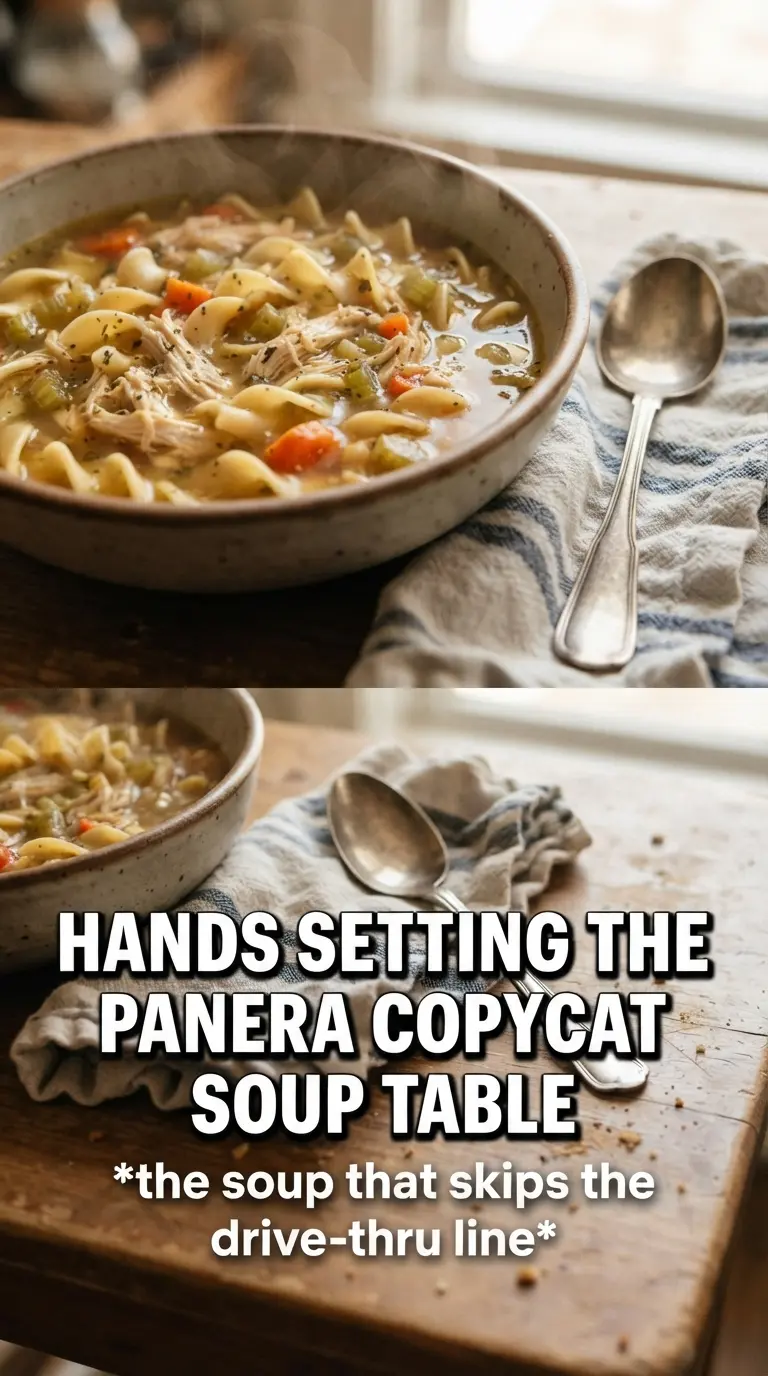 Copycat Panera Bread Chicken Noodle Soup clear broth, tender noodles, comforting