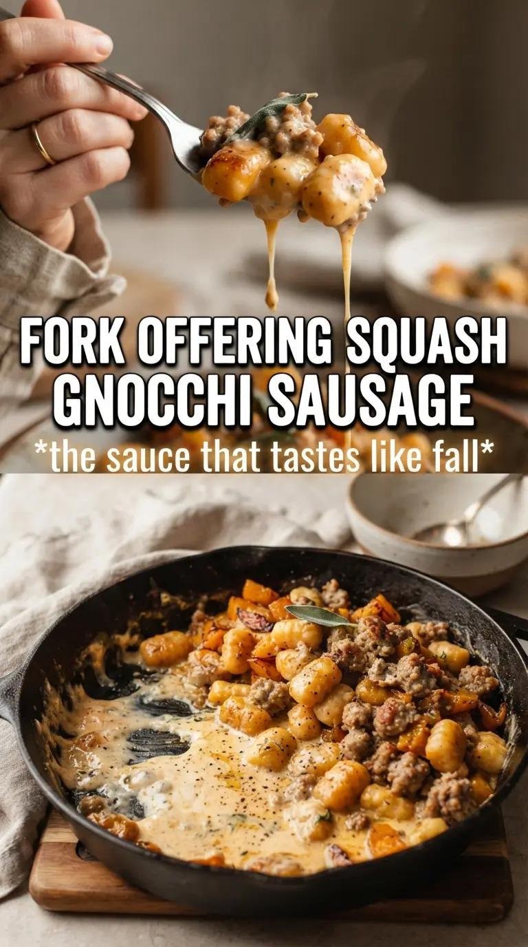 Creamy Butternut Squash Gnocchi With Sausage and Sage, golden, savory, cozy