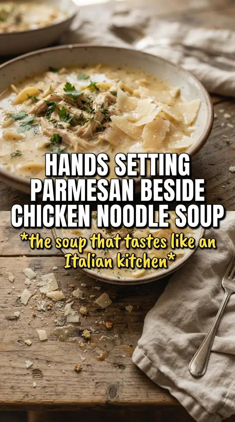 Creamy Parmesan Chicken Noodle Soup creamy cheesy comforting