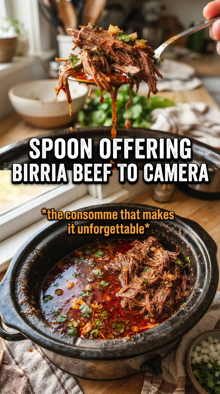 Crockpot Mexican birria smoky tender consomé
