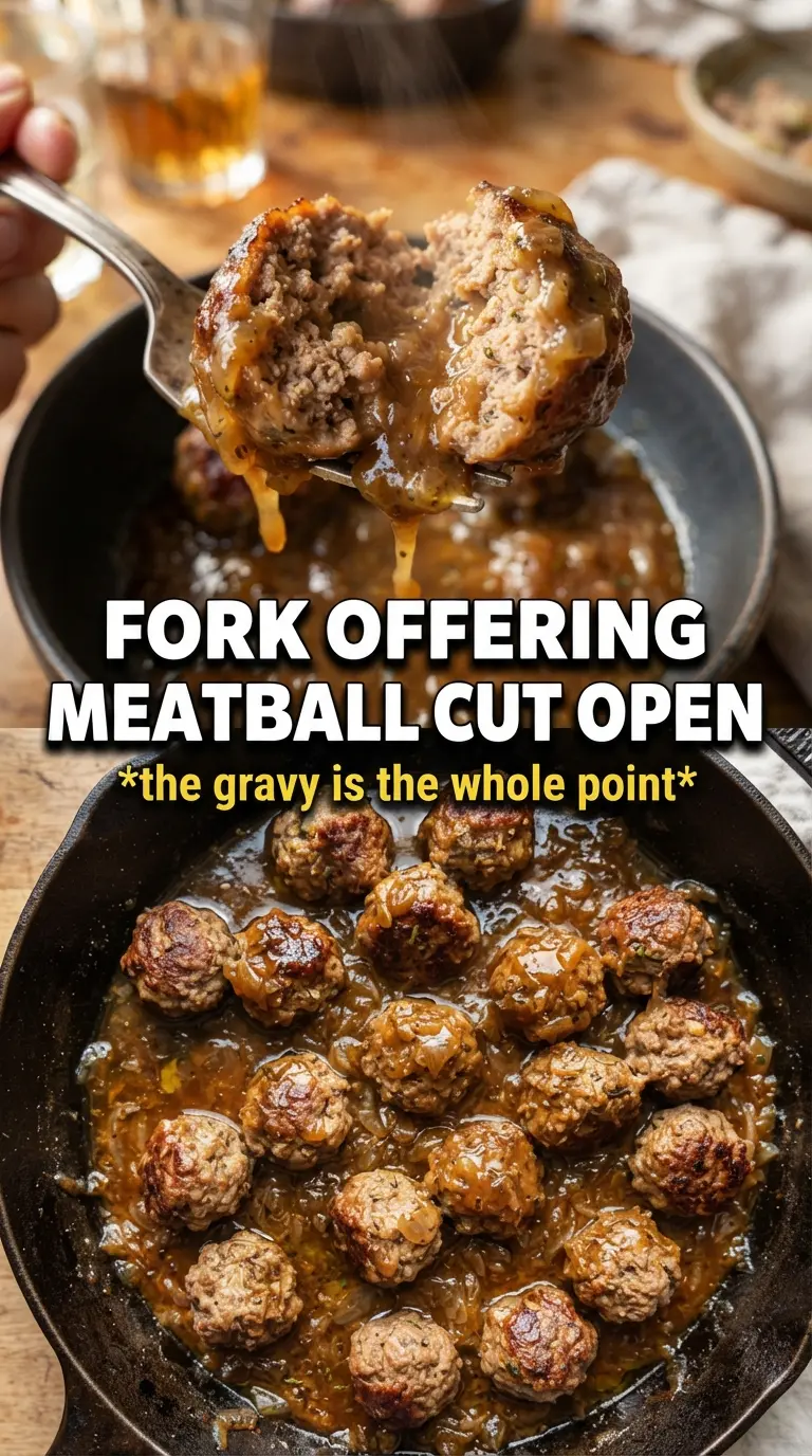 Meatballs and gravy rich savory tender