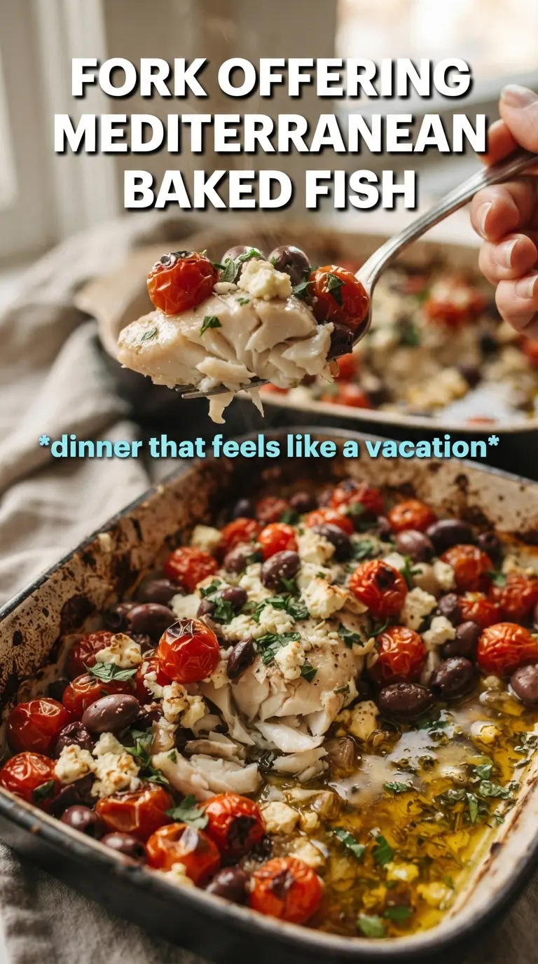 Mediterranean Baked Fish flaky briny one-pan
