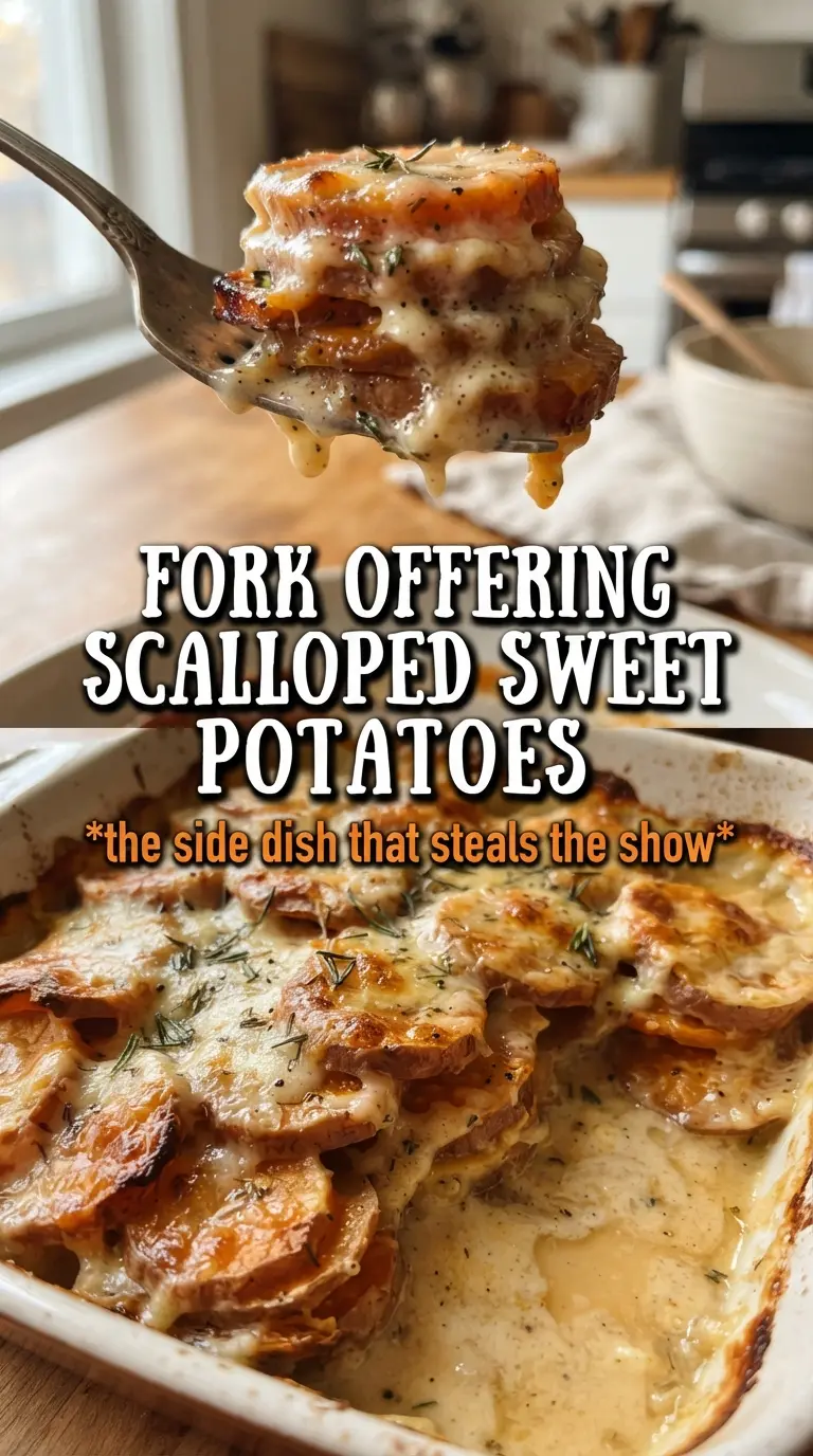 Scalloped Sweet Potatoes golden creamy cheesy