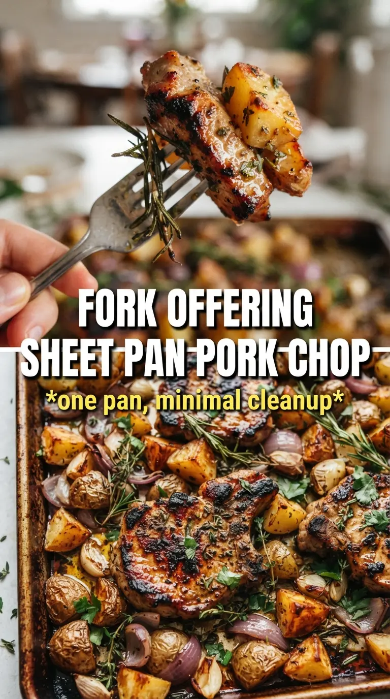 Sheet pan pork chops and potatoes golden savory garlic herb