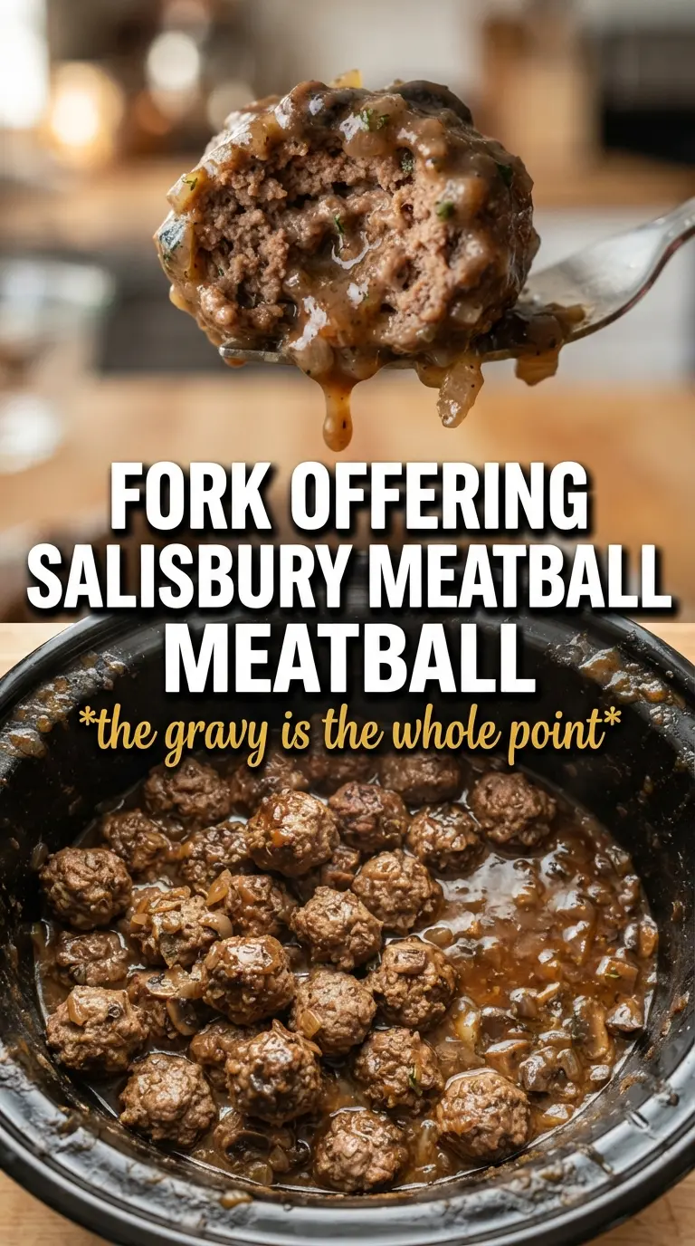 Slow Cooker Salisbury Steak Meatballs tender beef mushroom gravy