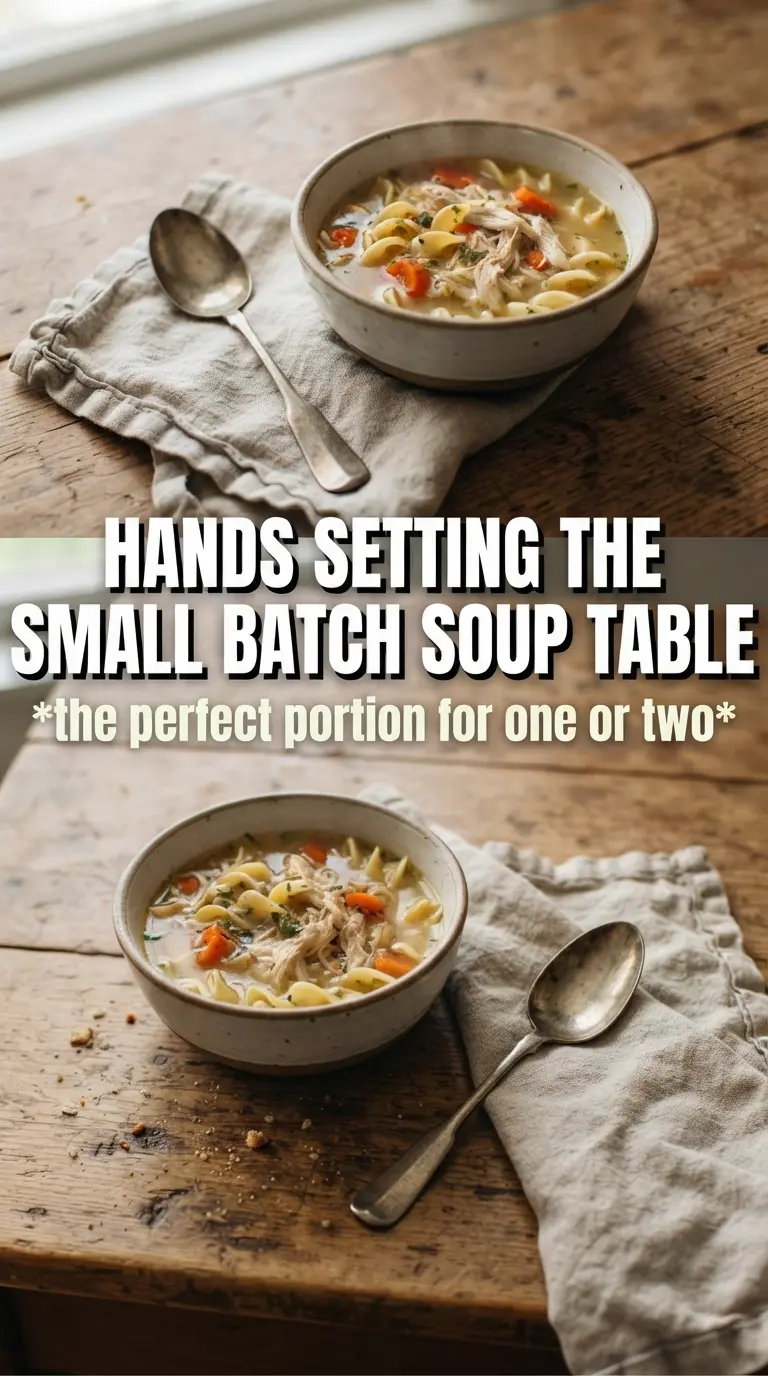 Small Batch Chicken Noodle Soup, golden broth, cozy, comforting