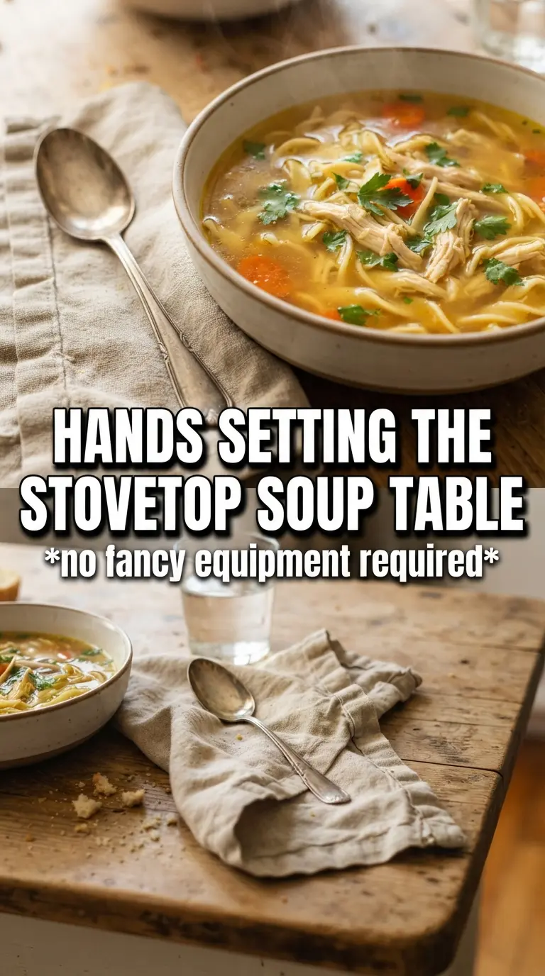 Stovetop chicken noodle soup clear broth comforting